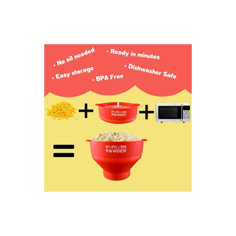 Popcorn Powder's Collapsible Microwave Popcorn Popper (Red)
