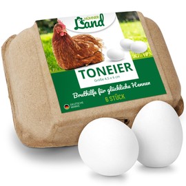 HÜHNER Land Clay Eggs for Chickens, Pack of 6 - Breeding Aid, Plaster Eggs, Chickens, Lifelike Nest Eggs, Laying Eggs for Breeding Aid, Artificial Chicken Eggs, Eggs for Nesting Identification
