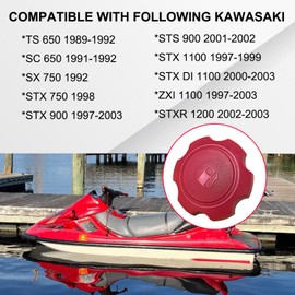 Vanlison Vanlison Fuel Cap Gas Cap Compatible with Kawasaki Jetski TS SC SX STS ZXI STX 650 750 900 1100 STXR 1200 Part # 51049-3714 Red