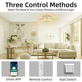 Ceiling Light LED, Modern Ceiling Lighting Fixture Dimmable 3000-6500K with APP/Remote/Switch Control, 100W, 1200Lm/W, 23.6in, DIY Combo 8 Square Lights for Living Room, Bedroom, Dining Room Ceiling