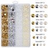 GZMAYUEN 920pcs Gold Silver Flatback Beads for Nails, Semi-Round White