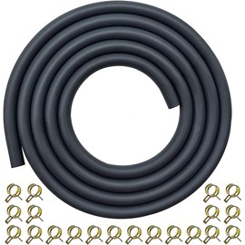 1/4 ID Fuel Gas Line Hose fit for Briggs & Stratton Craftsman MTD Kawasaki Kohler Small Engines Generator Powersports w/ 20 Clamps Rubber Black 8 Feet