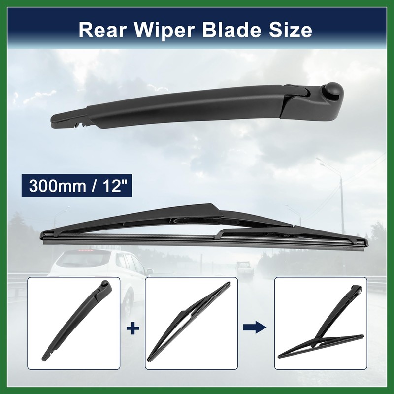 Motoforti Rear Windshield Wiper Blade Arm Set for Honda Civic