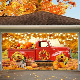 Fall Thanksgiving Garage Door Cover Decorations Backdrop Large 7x16ftAutumn Garage Door Banner Maple Leaves Pumpkin Car Fall Hanging Garage Door Banner Outdoor Garage Door Wall for Fall Themed Party