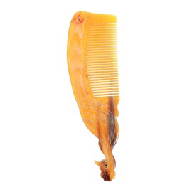 Outanaya Natural Ox Horn Fine Comb with Peacock Pattern Static Massage Tool for All Hair Types Portable Long Handle Scalp Comb for Women Men for Detangling Stress