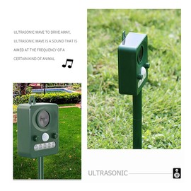 Solar-Powered Animals Repeller Ultrasonic-Wave Dog Cat Rechargeable Repellent for Outdoor Lawn Garden Yard Farm Use