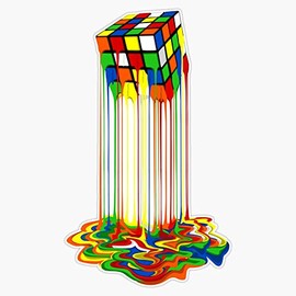 Rainbow Abstraction Melted Rubiks Cube Bumper Sticker Window Vinyl Decal 5"