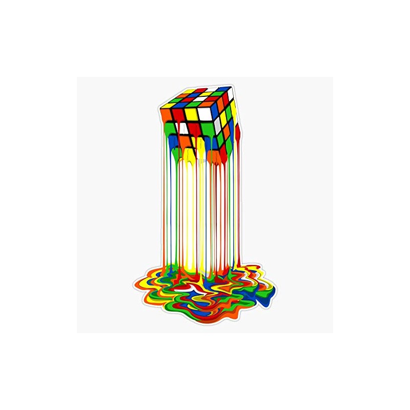 Rainbow Abstraction Melted Rubiks Cube Bumper Sticker Window Vinyl Decal
