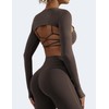 YEOREO Women Crop Top Long Sleeve Bolero Open Front Workout