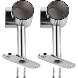 2PCS Silver 90° 25mm Clothes Rail Flange Seat, Space-Saving Corner Closet Rod Support Bracket, Wardrobe Accessories for Cabinet Wardrobe in Bedroom Bathroom