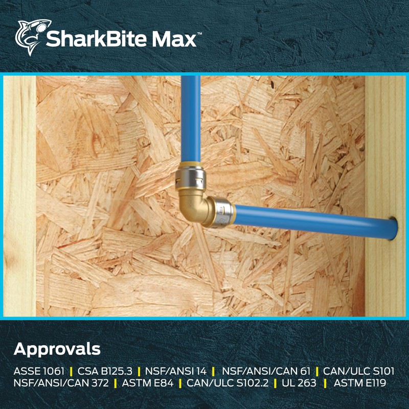 SharkBite Max 1/2 x 1/2 in PTC 90-Degree Elbow, Push-to-Connect