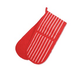 A & B TRADERS Butcher Stripe Double Oven Gloves, Quilted Cooking Pot Holder Heat Resistant (Red/White)