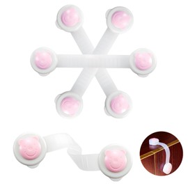 CouSweoart Fridge Lock for Kids,4 Pack Child Safety Straps Locks No Drilling Bear Model Cabinet Locks for Babies with Stronger Adhensive Tape (Pink)