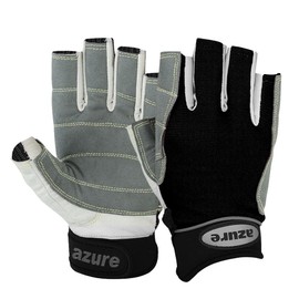 Azure sailing Gloves STOPWATCH FRIENDLY STRONG STITCHING,Best enforced PALM, Breathable -Cut Finger (Grey/Black X-Large)