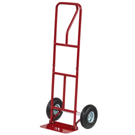Red Heavy Duty Hand Truck Trolley Cart with Foldable Nose Plate Reinforced Metal Frame with P-Shaped Handle Thickened and Larger Rubber Wheels Space Saving Design 660 LBS Weight Capacity