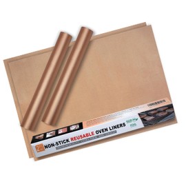 Oven Liner For Bottom of Oven Reusable Heavy Duty Premium Quality Non Toxic Fume Free Heat Resistant 500 Degrees Zero Clean Guards Protects Ovens From Spills Drips Non-Stick 3 Pack (Copper, 2 Pack)