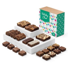 Fairytale Brownies Holiday Cheer Medley Gourmet Chocolate Food Gift Basket - Full-Size, Snack-Size and Bite-Size Brownies - 21 Pieces - Item CR321HC