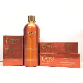 Carrot Glow Toning Bundle - Body Lotion, Soap, Cream, and Gel