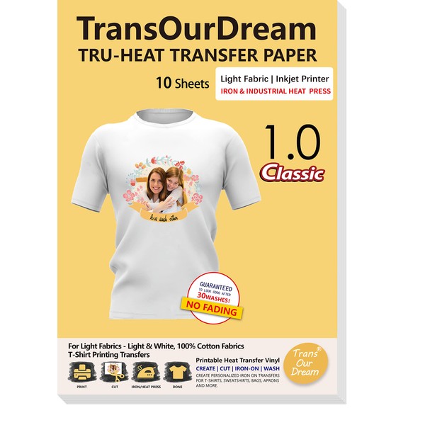 TransOurDream Tru-Light Transfer Paper Transparent Firm Iron on Transfers T
