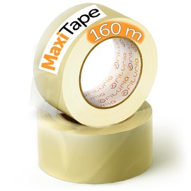 OFITURIA Clear Packing Tape for Packing Boxes for Shipping and Moving - Seal for Safe and Durable Packaging (48mm x 160mts - Clear, 2 Blinds)