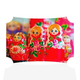 Fastasticdeals Horizontal Home Decor Wall Sign Traditional Russian Toys for Children Russia Art Picture Frame Berlin Shape 18x12Inches