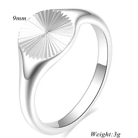 Jude Jewelers Stainless Steel Round Signet Style Sunshine Pattern Cocktail Party Promise Statement Holiday Ring (Silver, 7)