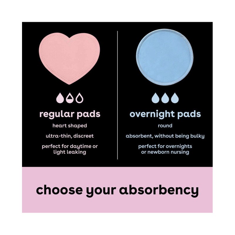 Bamboobies® Washable Nursing Pads For Breastfeeding, Reusable Breast, 2 Pair