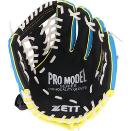 ZETT BDG2100VA Catchball Gloves for Beginners with Shock Absorbing Pads, 10 Inch (Youth), Right Throw, Black x Ocean