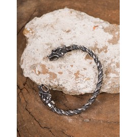 HAQUIL Silver Plated Stainless Steel Viking Arm Ring Dragon Cuff Bracelet for Men and Women, Viking Jewelry Gift