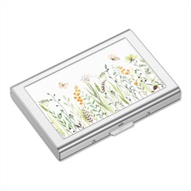 Rimilak Metal Credit Card Holder, Mini Credit Card Wallet RFID Blocking Slim Metal Hard Case for Women Men, Butterfly Flower