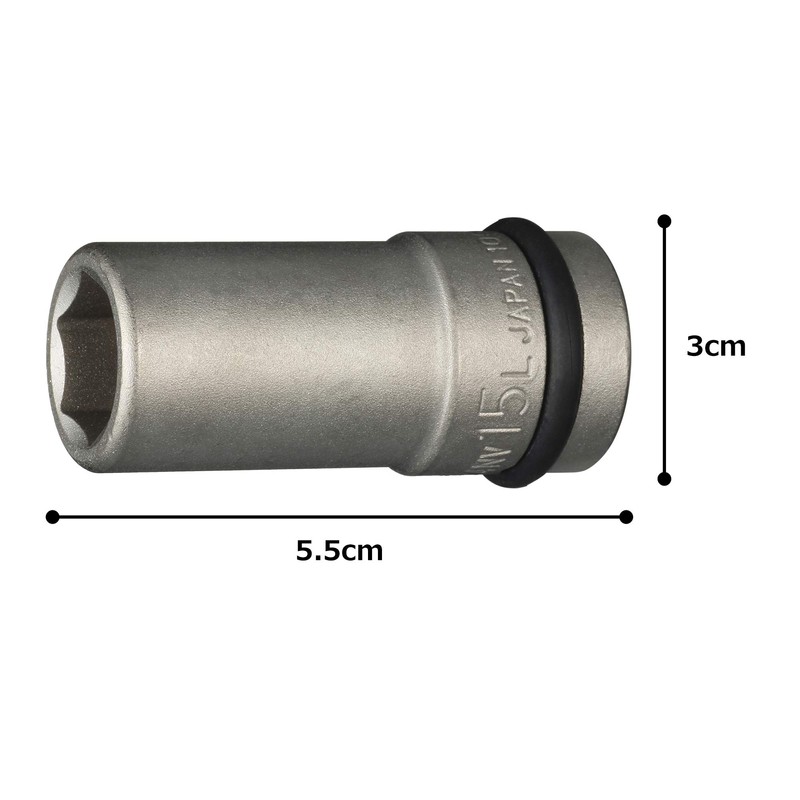 TONE HP4NV-15L Long Socket for Impacts, 0.5 inch (12.7 mm)