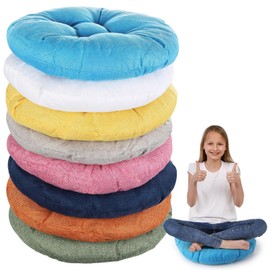 8 Pcs Round Floor Cushions for Youngsters, 16 x 16 Inches 8 Colors Soft PP Cotton Classroom Seating Cushions, Yoga Meditation Floor Cushions, Floor Pillow for Home, School, Daycare