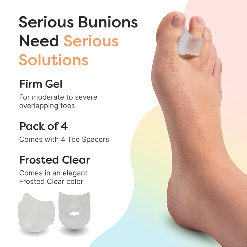 ZenToes Firm Gel Toe Separators for Overlapping Toes, Bunions, Big