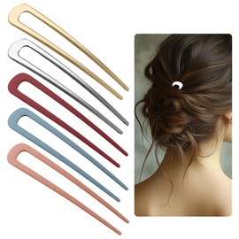 Sonnorel 5pcs French Hair Pins for Women, 3.94 INCH Metal Hair Pins for Thick Hair, U Shaped Hair Pin for All Hair Types - Mixed colors