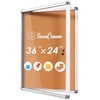 S SWANCROWN Enclosed Bulletin Board 36x24 in, Lockable Cork Board