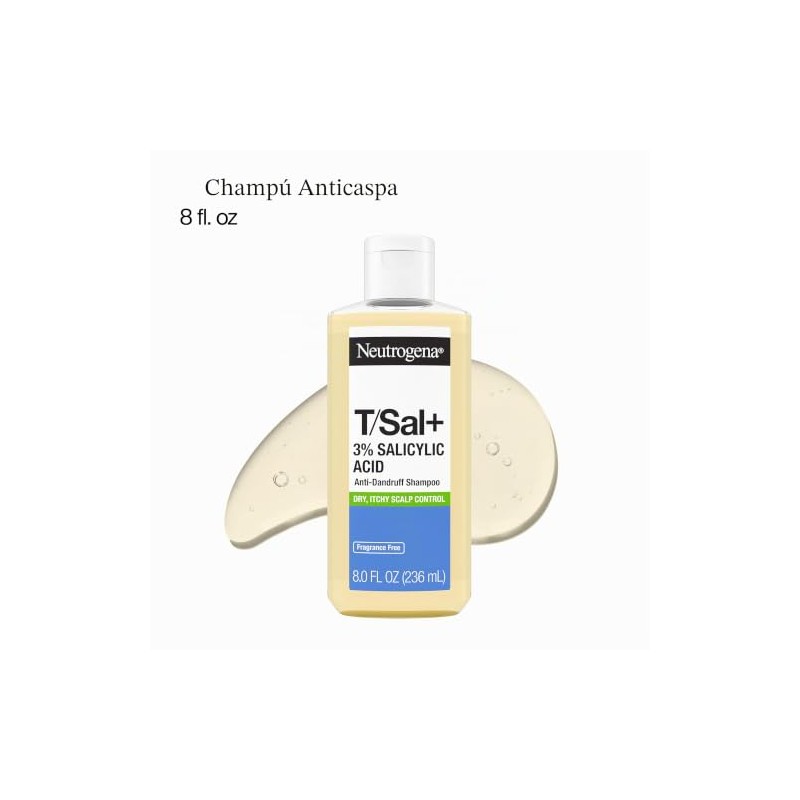 Neutrogena T/Sal+ Champú anticaspa con ácido salicílico al 3%, 8