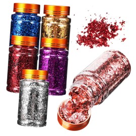 IWOWHERO 30g Bottles of Gold Foil Flakes for Nail Art Each Multi-Color Nail Glitter Flakes for Home and Professional Use