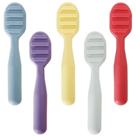 Youngever 5 Pack Silicone Baby Learning Spoons, Self Feeding Spoon, Unbreakable Silicone Learning Spoons for Kids Aged 6+ Months