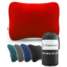 DREAMCARE Camping Pillow, Memory Foam Travel Pillow, Camping Accessories - Small Pillow Camping Essentials Camping Pillows for Sleeping, Backpacking Pillow, Travel Pillows for Sleeping (Medium, Red)