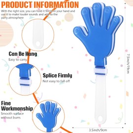ZCYSRLQIN 50 Pcs Hand Clappers 7.5 Inch Plastic Clappers Noisemakers Party Favors Clapping Noise Maker Birthdays Game Prizes Classroom Rewards Football Sporting Events Cheers Supplies (Blue,White)