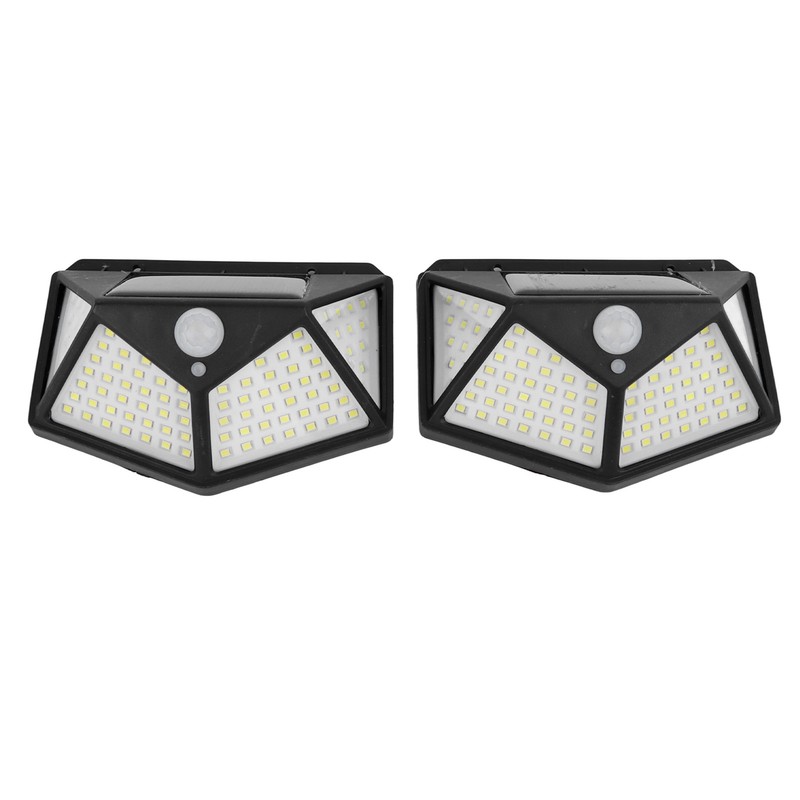 2 Pcs Solar Motion Sensor Light 4 Sided 100 LEDs