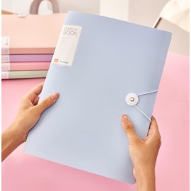 A4 Size File Document Folder Display Presentation Book Report Cover Clear Pockets Pastel Colours Durable Sleeves School Office Business Report Study Paper Storage Organiser (5X 30 Sleeves Folders)