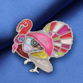 NEWEI Thanksgiving Turkey Brooch Pins for Women Girls Jacket Bag Charms Chicken Pins Jewelry Gifts (Rouge)