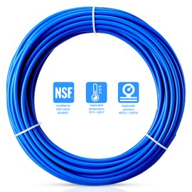 PURENAT 100FT 1/4 Inch O.D.RO Water Tubing,NSF Certified Pipe for RO(Reverse Osmosis) Water Purifier Filter System,BPA free Flexible Plastic Hose(blue)+Tube Cutter