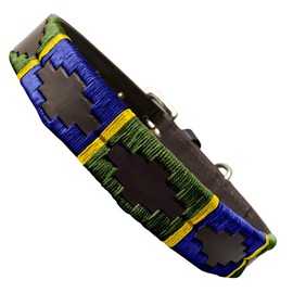 Carlos Diaz Genuine Leather Waxed Embroidered Polo Dog Collar S