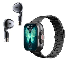 Smartwatch, Reloj Inteligente con Auriculares, Reloj Inteligente Smartwatch Presion Arterial Monitor Pulser, Pantalla Táctil Completa Impermeable IP68, con Pulsómetro, Sueño, GPS (Correa de Acero)