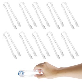 10Pcs Plastic Buffet Serving Tong, Small Buffet Serving Tongs Set Clear Kitchen Tongs for Buffet Party Appetizers Dessert (6.3Inch)