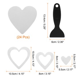 HARFINGTON 24pcs Non Slip Bathtub Stickers Bath Shower Floor 4" Anti-Slip Adhesive Sticker Tape Heart Style Decals with Scraper for Bathroom Kitchen Bathtub Treads Stairs, White