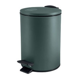 Spirella Adelar Cosmetic Bin, 3 Litres, Stainless Steel with Soft-Close Mechanism and Inner Bucket, Bathroom Bin, Soft Close Waste Bin, Dark Green