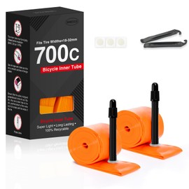 Bicycle TPU Tube, 700C x 18-32C, Ultra Lightweight, 1.2 oz (35 g), Foldable, Size 1.8 inches (45 mm), Presta Valve for Road Bikes/Cross Bikes, Set of 2, Includes Tire Lever